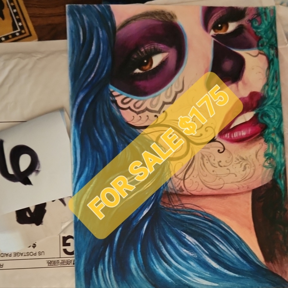 day of the dead drawing in color